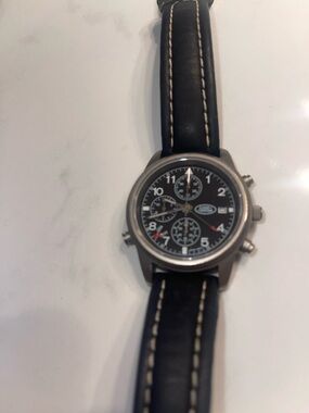 Land Rover St Mortiz Men's Chronograph Watch with Black Dial and Leather band